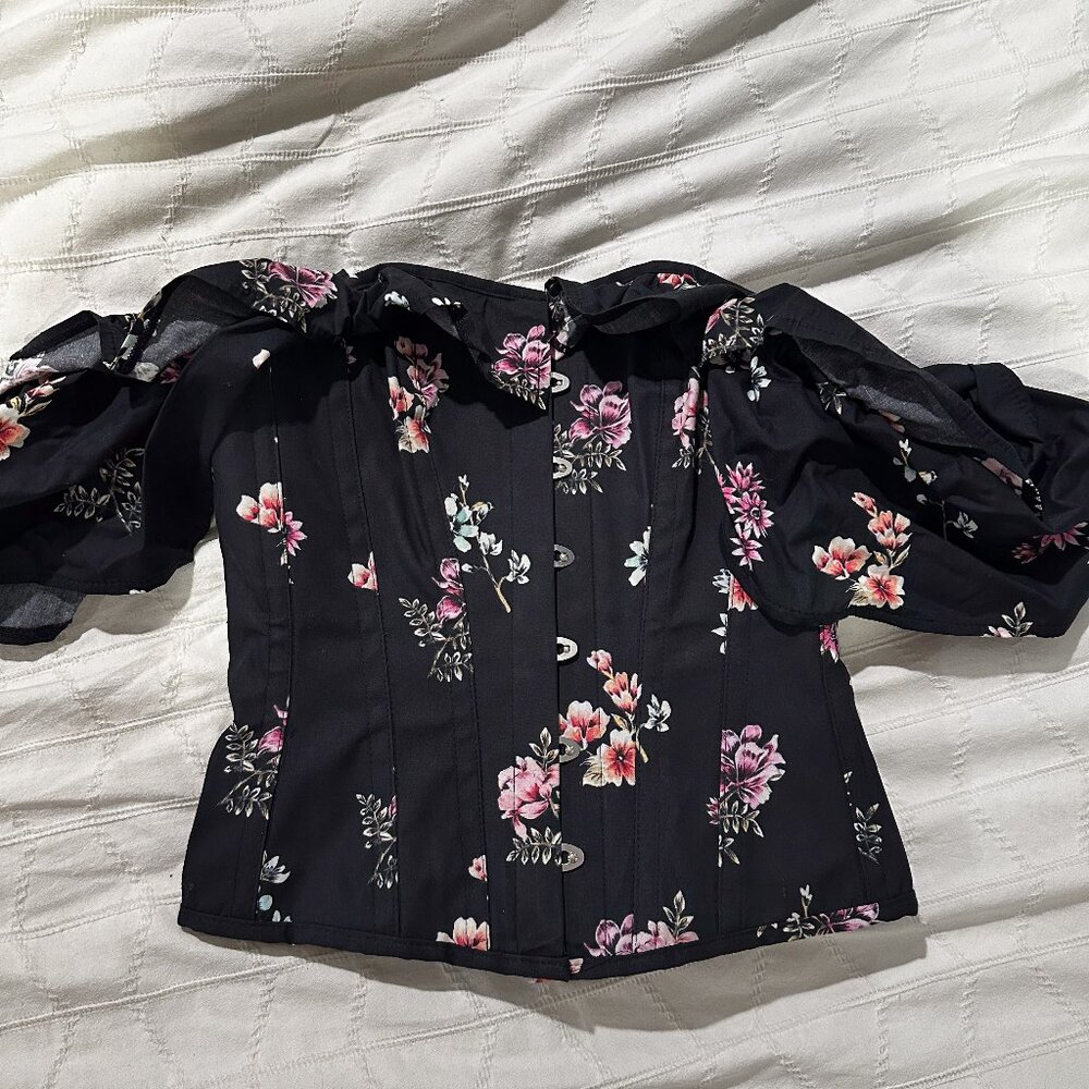Corset Story Aubergine Summer Corset Top with Dramatic Sleeve